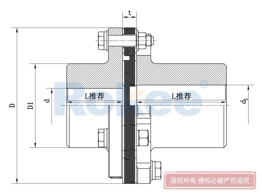 JMII金属膜片联轴器,JMII无沉孔膜片联轴器,JMII型膜片联轴器