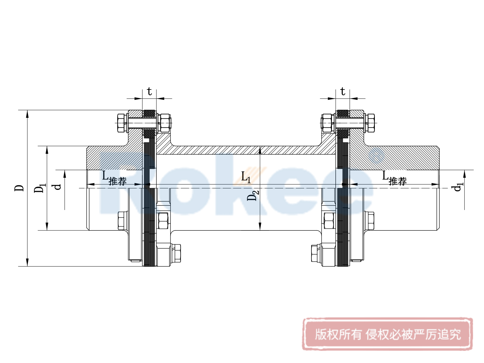 JMIIJ金属膜片联轴器,JMIIJ型带中间轴膜片联轴器,JMIIJ型膜片联轴器